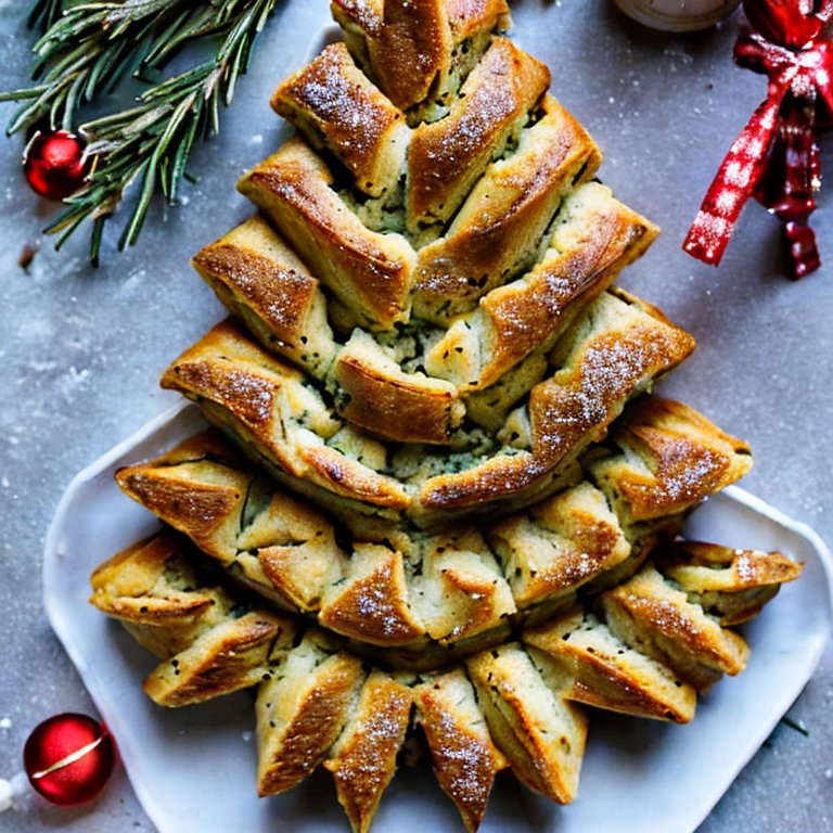 christmas tree pull apart bread with herbs in it 